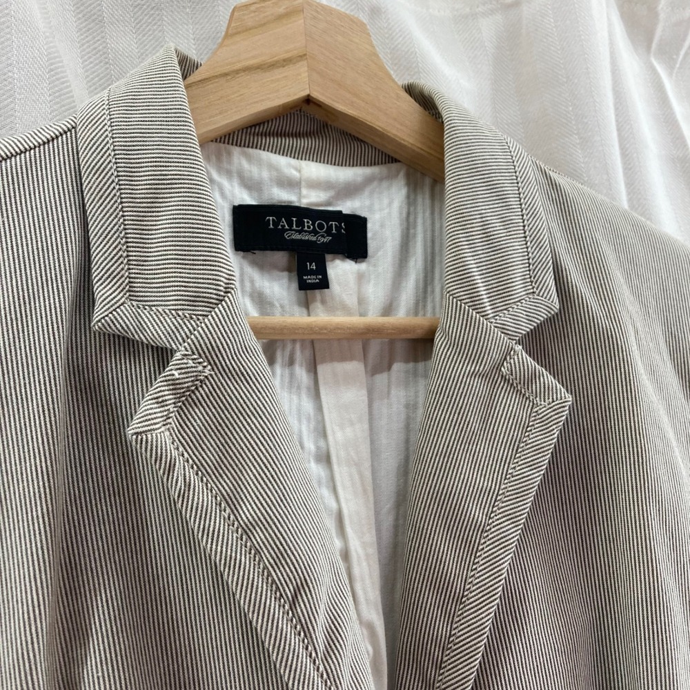 Talbots Established 1947 Striped Blazer Jacket Womens Size 14 Career